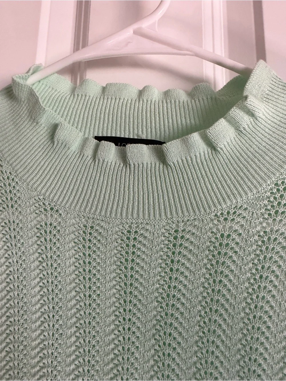 J. Crew Mint Green Ruffle-Trim Turtleneck Sweater